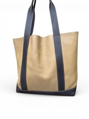 Loewe Vintage Leather Tote Beige Brown Anagram Shopper Bag Quiet Luxury